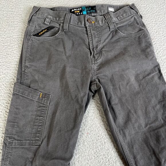 Ariat Rebar M7 Slim Straight Leg Jeans Mens 30x32 Gray Field Carpenter Canvas - Picture 3 of 16